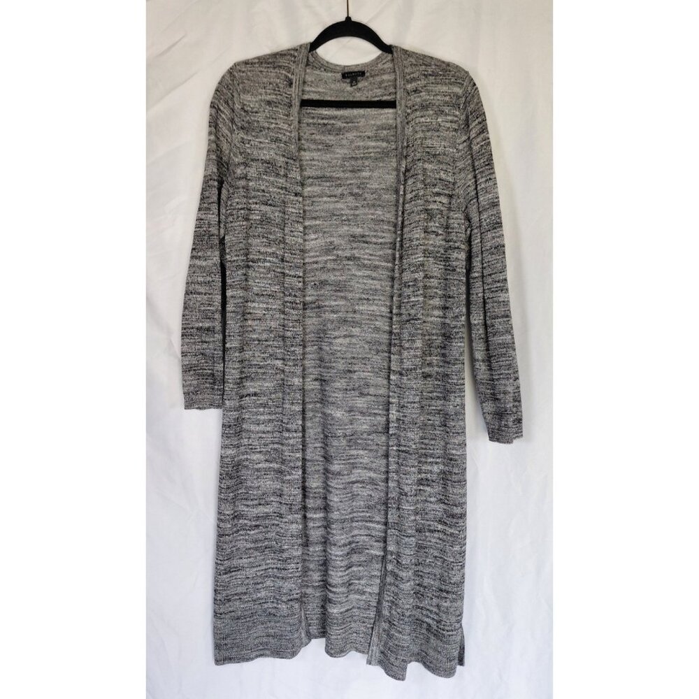 Talbots Knit Duster Cardigan Medium Open Front Space Gray Long‎ Lightweight
